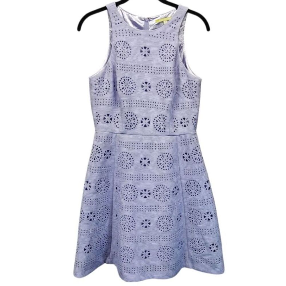 GIANNI BINI Laser Cut Out Fit & Flare Purple Dress Size 4 Wedding Retails $129